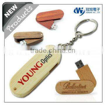 Custom keyring Wood keychain usb Flash drive 1GB to 16GB