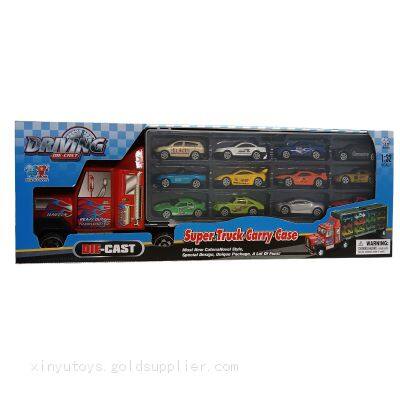 American Style Diecast Truck Vehicle Toys Carry Case With 12 Small Die Cast Cars photo-5