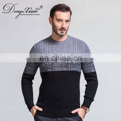 Custom Jacquard Knit Men's Winter Crew Neck Merino Wool Pullover Sweater photo-4