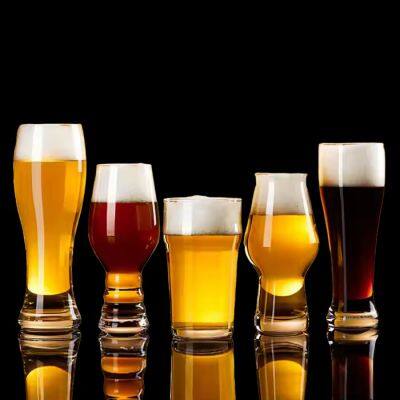 hot-sale drinking beer glass drinking tasting set with 6 different designs of beer pint glasses for bar at home