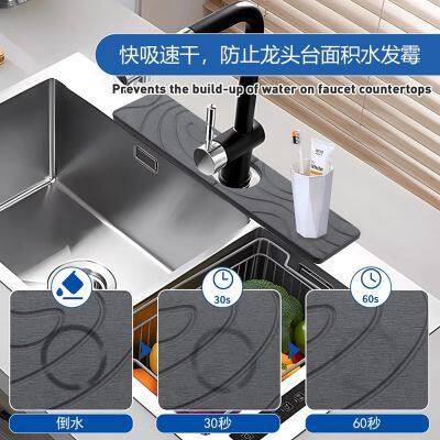 Absorbent Quick Dry Diatomite Stone Kithcen Sink Faucet Mats Factory photo-2