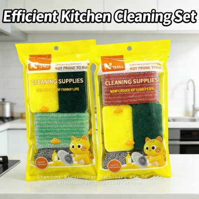 Wholesale Stainless Steel Scourer Kitchen Clean Sponge Pad Set photo-2