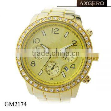 Crystal 5 atm water resistant japan movement luxury quamer watch dual time