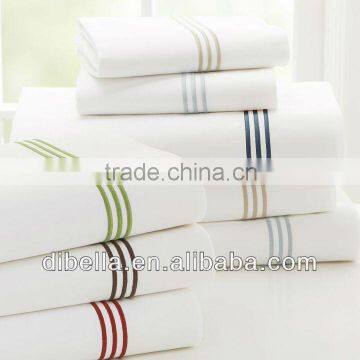 White cotton sateen hotel bedding fabric