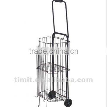 Simple Design Practical Aluminum Foldable Black Shopping Trolley Cart