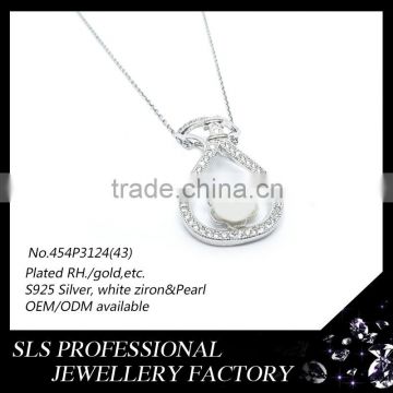 Latest design of pearl pendant silver jewelry pearl pendant wholesale fashion doll pendant necklace