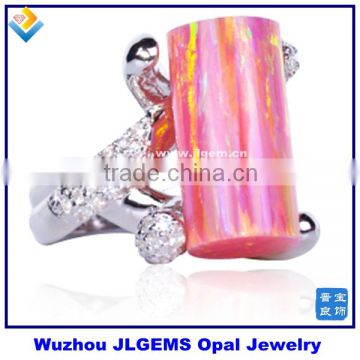 925 Sterling Silver Opal Stone Ring With AAA CZ In Hot Sale