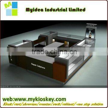 New Design Hot Sale Tempered Glass Wood Cell Phone Kiosk for Cell Phone Shop Cellphone Store Display Fixture photo-3