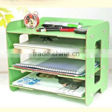 Hot selling antique wooden magazine rack for children, multicolor desk organizer, multifunctional desktop