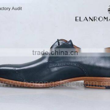 Gentle Fashion Real Calf Leather Derby Dyed Blue Men Business Natural Leather Dress Shoes photo-4