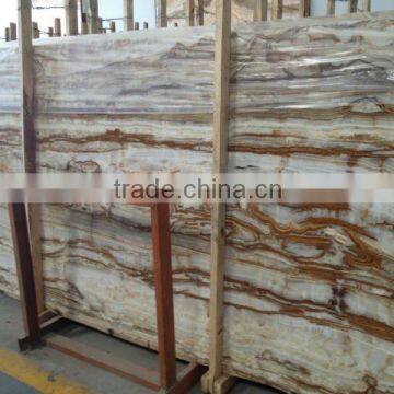 Cheap wooden brown white yellow onyx marble tile slab