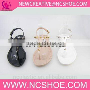 summer latest design model ladies t-shape sandal with rivet