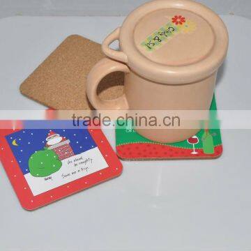 OEM manufacture 10X10CMSquare MDF Coaster with cork button