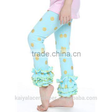 wholesale icing pants kids leggings 2016 cheap gold dot ruffle pants