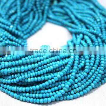 AAA QUALITY TURQUOISE FACETED RONDELLE LOOSE GEMSTONE BEADS