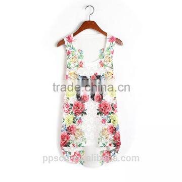 Latest Fashion White Printed Sleeveless Ladies Tops for Women photo-2