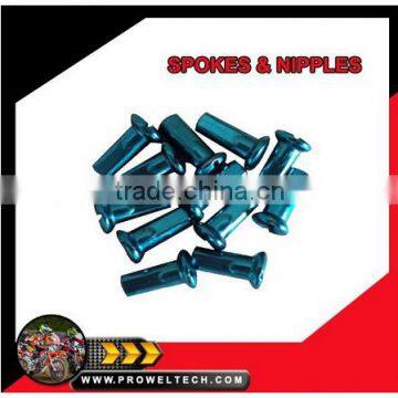 blue color aluminium motorcycle spoke nipples