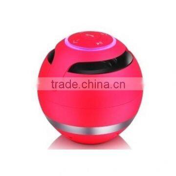 Red ball shape portable mini wireless bluetooth led speaker with fm radio