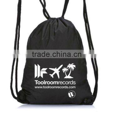 black nylon drawstring gym sack pack