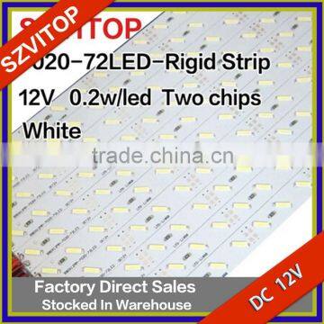 7020 72LEDs 0.2W/LED Rigid LED LIGHTING STRIP White DC12V Super Bright Two Chip Non-waterproof 12mm Width PCB High Quality
