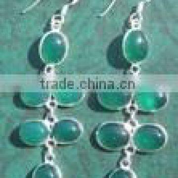 Green Onyx Silver Earring