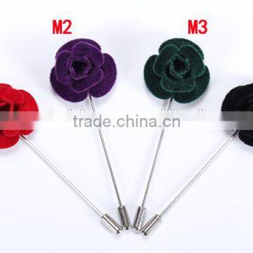 Solid color shining flower lapel pins,mini mans lapel pins for suit