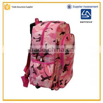 China Wholesale Customized Fashion Pink 14'' School Backpack With Wheels photo-3