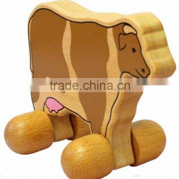 Wooden Cow-shape Push Car