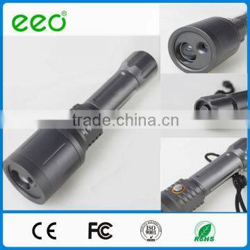 Rechargeable long distance torches rechargeableled flashlight with laser engraving led flashlight with laser pointer