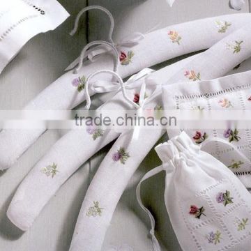 Hand embroidered white cotton hangers-design 6