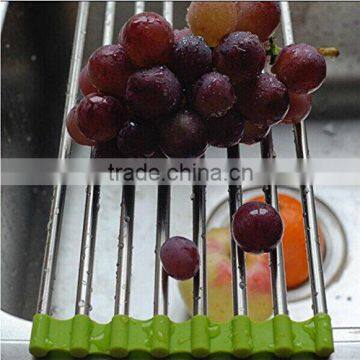 Hot Sales Roll Up Silicone Handy Drainer Commercial Stainless Steel Dish Rack