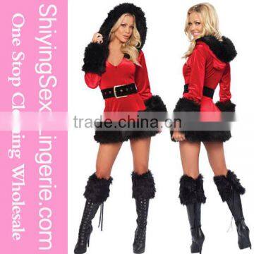 china dropship Santa Claus Velvet Fancy party Dress Costume santa claus costume girls