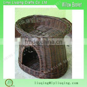 Prestige Wicker Oval Two Tier Pet Bed Basket House Dark Brown Wicker Pet Basket Beds