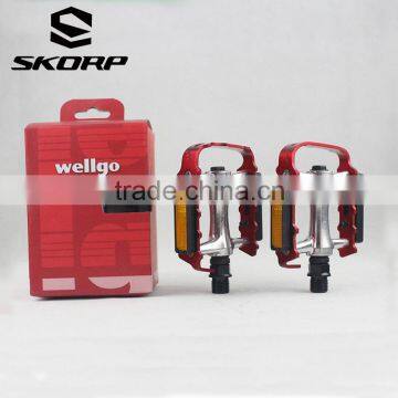 WELLGO Road MTB Bicycle Pedals Anodized Aluminium Red Bike Pedal