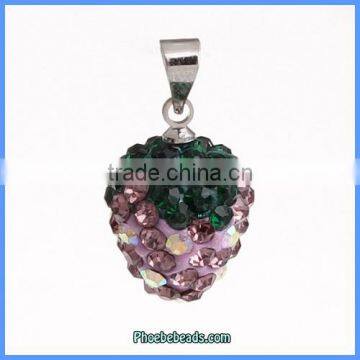 Wholesale Cute Strawberry Design Crystal Paved Jewelry Pendant For Children CPP-SB001H