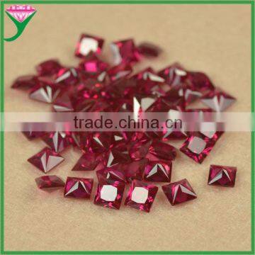 high quality 8# square princess cut dark red synthetic original ruby corundum gems stone