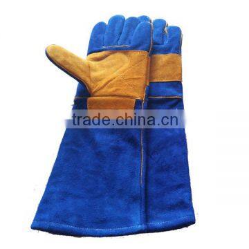 Wholesale 18 inches blue cowhide split safety industrial leather gloves