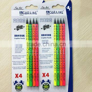 7" Standard Size Round Shape Black Wood Neon Body Heat Rolling HB Pencil in Blister Card photo-2