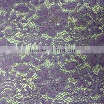 purple floral nylon elastic lace fabric factory wholesale