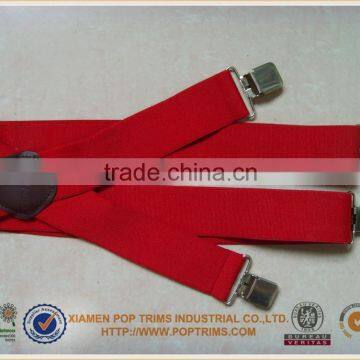 solid color elastic suspender with metal clips