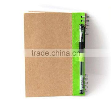 Recycle Spiral high quality non woven cover soft craft paper office school notebook with note pad