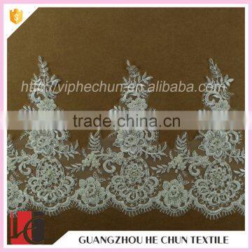 HC-2192-1 Hechun Sew Plastic Bead Swiss Voile Polyester Lace Bridal Trim