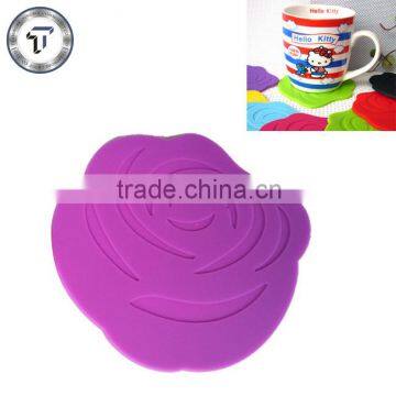 Novelty rose flower silicon rubber wine glass coaster