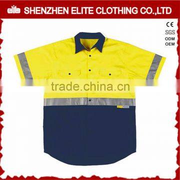 short sleeve 100% cotton reflective tape hi vis workwear shirts