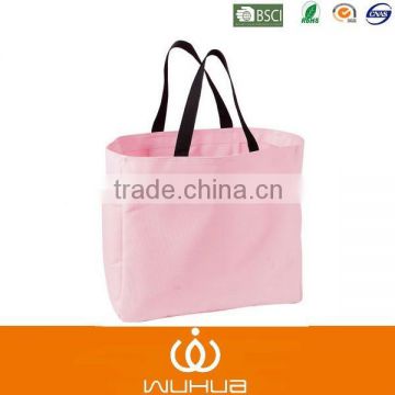 pink nylon black webbing nylon shopping bag women tote bag