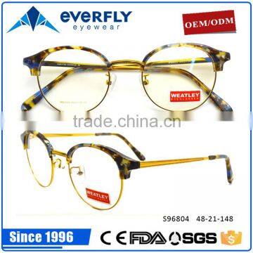 High Quality Fashion Acetate eyeglasses manufacturer metal optical frame 2016