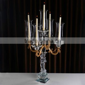 China wholesale gold crystal globe candelabra for wedding decoration