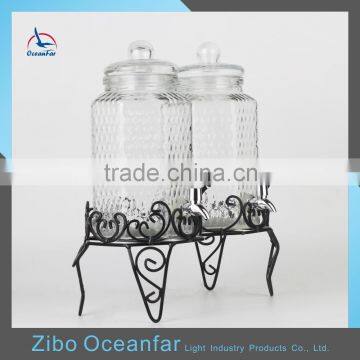 Wholesale Clear Embossed Twins Tap Glass Gallon Jars With Spigot