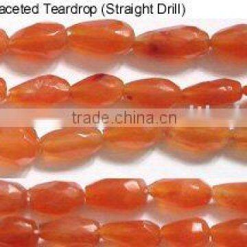Carnelian Faceted Teardrop (Straight Drill) Beads