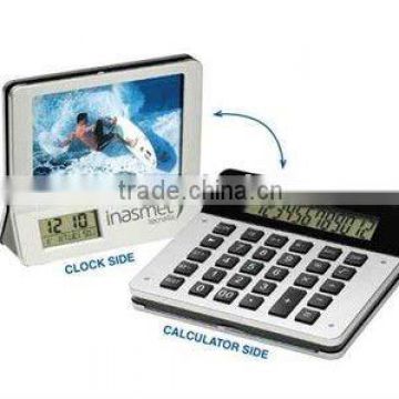 new design 3 in 1 multi function photo frame calendar clock with calculator